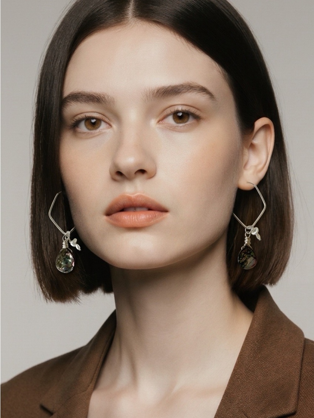 Silver Drop Abalone Teardrop Earrings - Silver